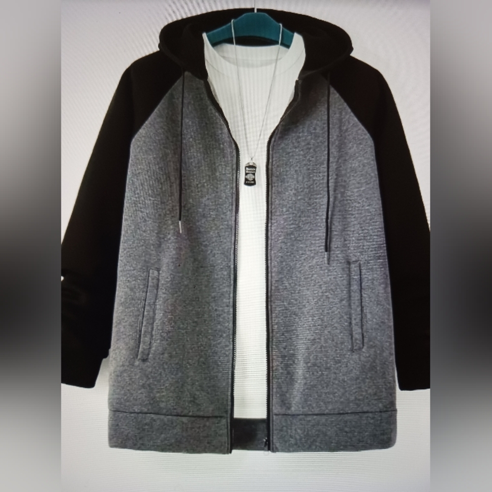Unbranded mens plus size black grey zip up hoodie 6xl